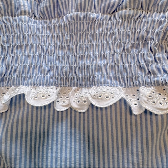 NWT Crown & Ivy Girls Blue and White Striped One Piece Swimsuit Size 7 - Picture 6 of 8